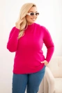 Dámsky sveter Plus Size z viskózy s golierom fuksiová