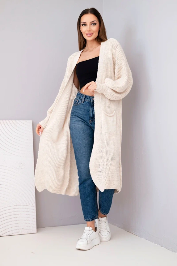 Sweater long cardigan beige