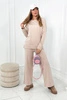 Baumwoll-Set Sweatshirt + Hose mit weitem Bein hellbeige