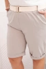 Dámské bavlněné šortky Plus Size s páskem tmavě béžová