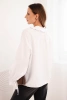 Women's viscose blouse with a V-neck and tie at the sleeves white