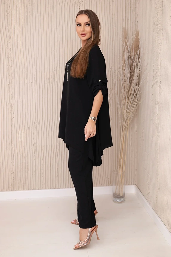 Set Bluse + Hose mit Anhänger schwarz