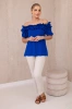 Spanish blouse with a small frill cornflower blue