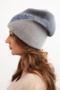 Women's ribbed cap made of modal and viscose with a decorative button ecru