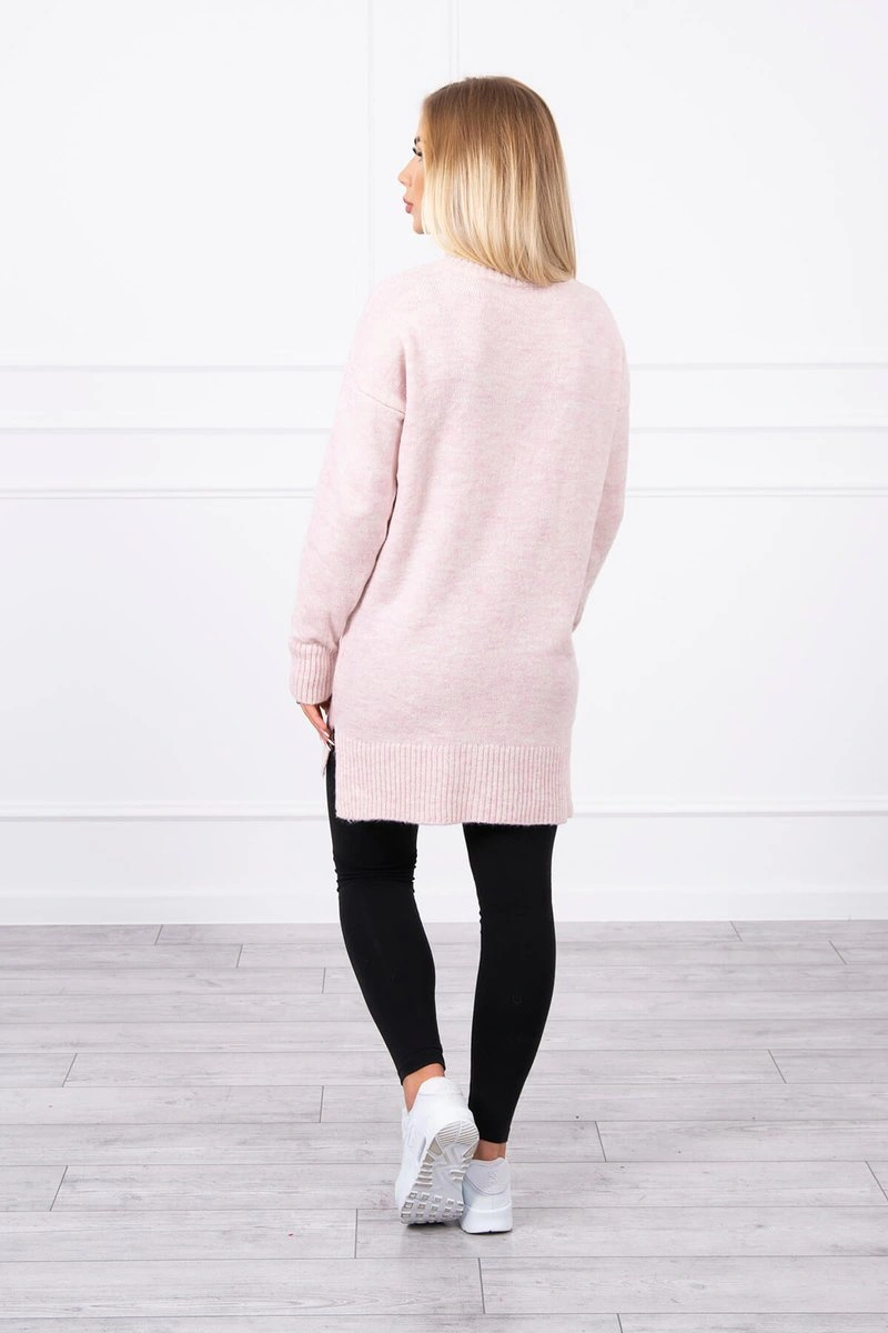 Sweter ze stójką jasno pudrowy róż