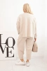 Moteriškas komplektas Plus Size su džemperiu ir kišenėmis, bežinis