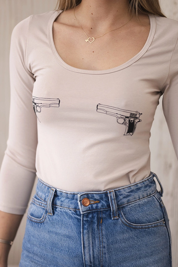 Body mit Pistolendruck beige