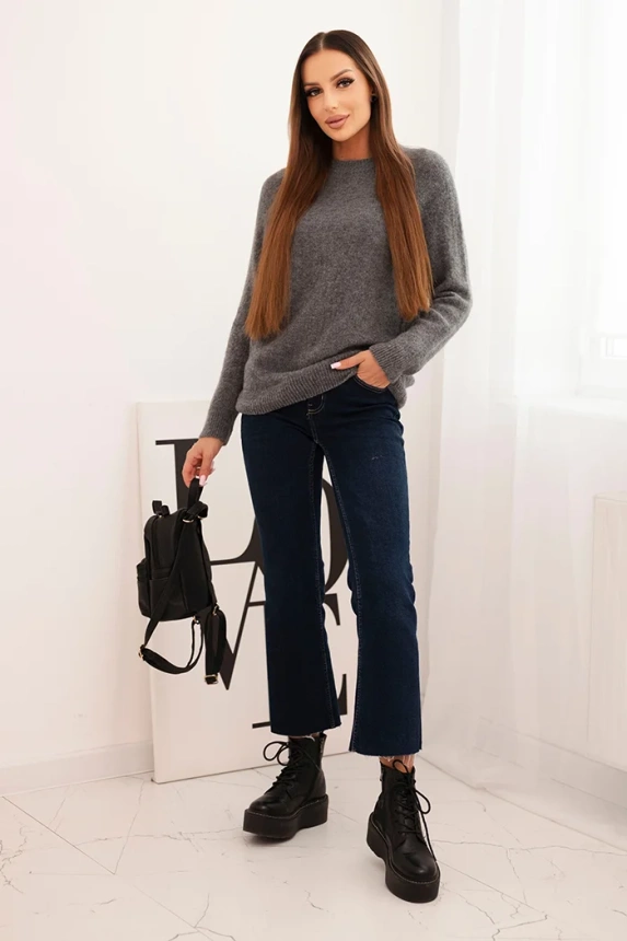 Women's sweater made of baby alpaca with long sleeves gray