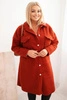 Damenmantel Plus Size aus Wolle mit Knöpfen, Taschen und Kragen rot