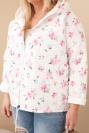 Plus-size women's spring jacket with a small floral pattern pink