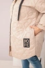 Plus Size women's quilted jacket with a hood and the inscription HOPE dark beige