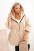 Women's Plus Size coat with a hood and zipper beige
