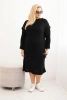 Damen Plus Size Strickkleid mit Mohair Oversize mit Tasche schwarz
