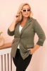 Dámska blúzka z viskózy Plus Size s dlhým rukávom a golierom khaki