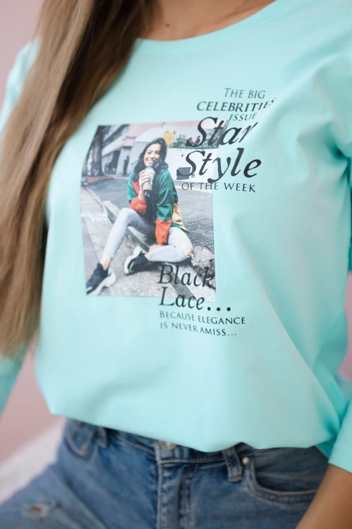 "Star Style" margintos palaidinės su mėtų spalvos raštais