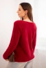 Women's sweater made of soft knit with a V-neck burgundy