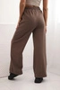 Women's cotton cargo pants with pockets and chain beige