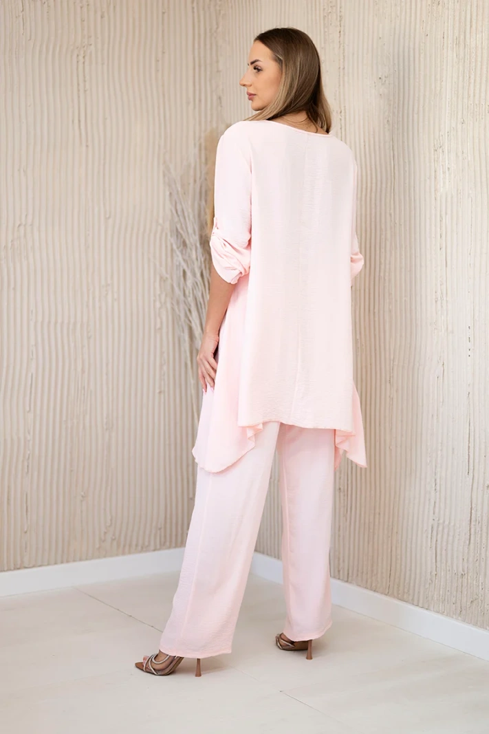 Set of blouse + pants with pendant light powder pink