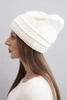 Women's winter hat made of wool with a woven pattern K428 ecru