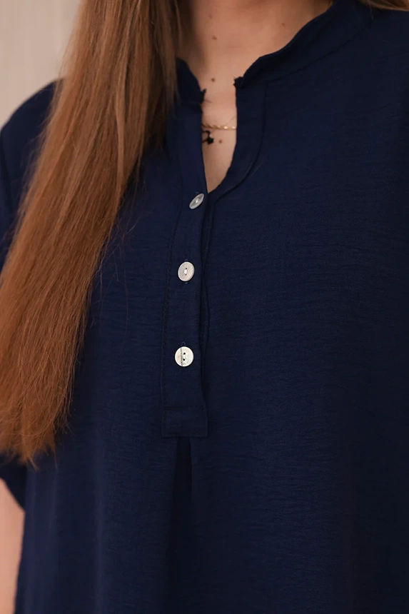 Blouse with a longer back navy blue