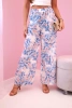 Damenhose mit weitem Bein und Blumenprint blau
