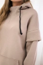Warm-up Sweatshirt mit halbem Reißverschluss dunkelbeige