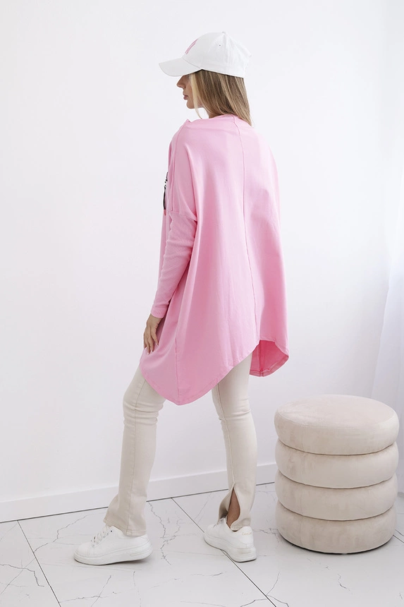 Oversize sweatshirt with asymmetrical sides light pink
