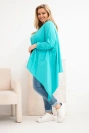 Damen Tunika Plus Size aus Baumwolle mit asymmetrischem Saum türkisowa