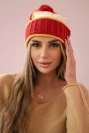 Moteriška kepurė Kinga K297 red+mustard+ecru
