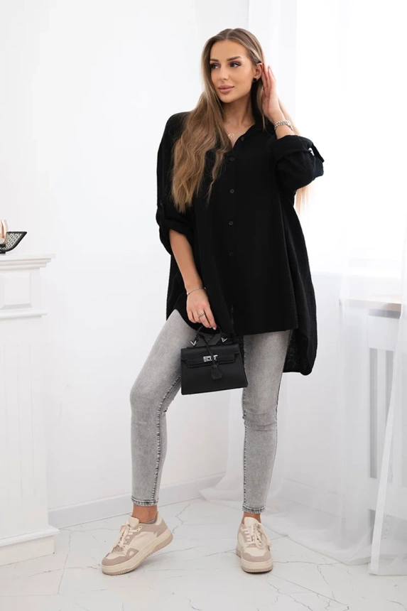 Hemd aus Baumwoll-Musselin schwarz