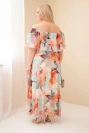 Dámske šaty Plus Size s volánom off-shoulder a s elastickým pásom maxi mentolová