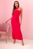 Women's dress with strappy print with tie fuchsia