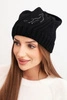 Women's winter hat with wool and embellishment with studs K480 black