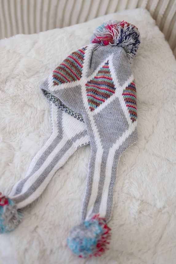 Damen Ohrenklappe Eunika K322 grau+rot