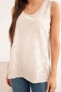 Women's cotton blouse with embroidery beige