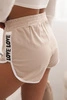 Damen Baumwollshorts mit elastischem Bund und sportlichem Besatz beige