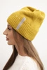 Women's winter wool hat with rhinestones K453 mustard