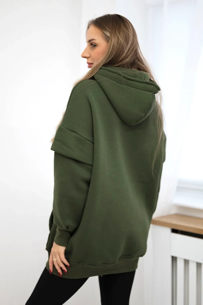 Zateplená halenka s polovičním rolákem khaki barvy