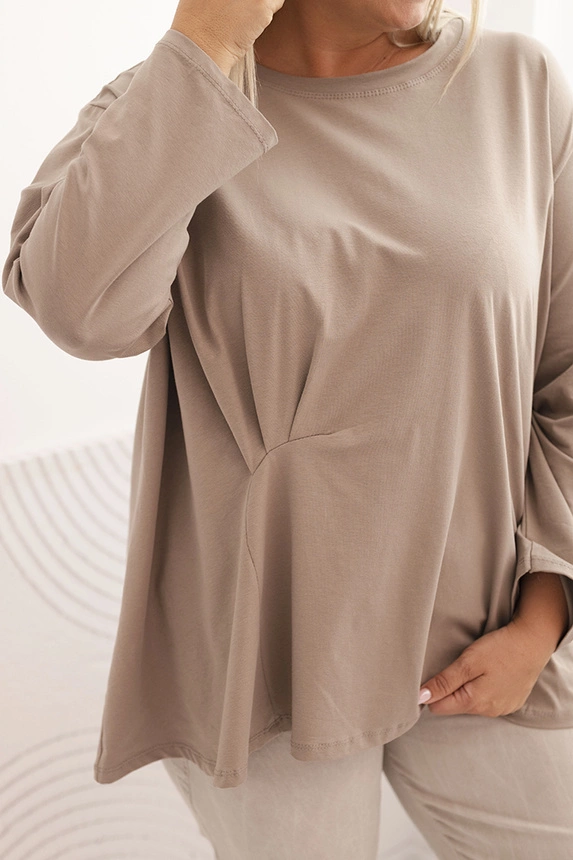 Moteriška Plus Size marškinėliai su medvilne, kišenė ir sukamu rankovėmis kiwi