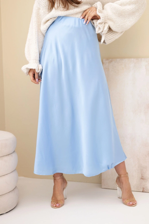 Dámska viskózová rozšírená sukňa modrá