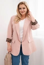 Dámská blazerová bunda Plus Size s podšívkou v leopardím vzoru tmavě pudrově růžová