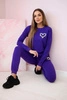 Women's cotton set with a decorative heart dark purple