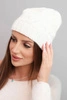 Women's winter wool hat with lace pattern K427 ecru