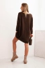 Plus Size women's dress wool with V-neck brown