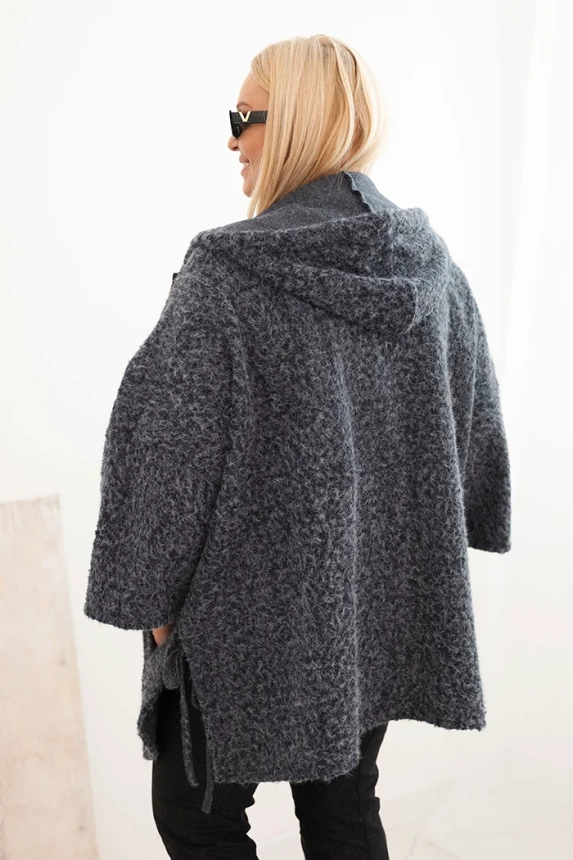 Women's Plus Size coat with a hood and zipper graphite