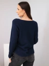 Women's viscose sweater with long sleeves and a round neckline navy