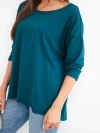 Damenshirt aus Baumwolle mit lockerem Schnitt und verlängertem Rücken Meerblau