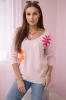 Sweater blouse with a floral pattern powder pink