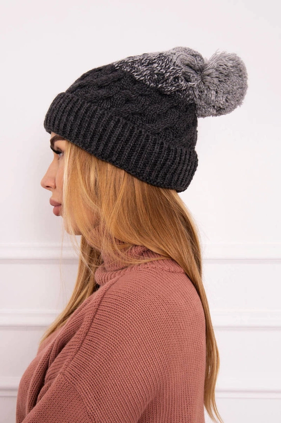 Cap with fleece Ilona K218 graphite+gray