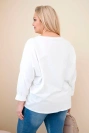 Dámská bavlněná blůza Plus Size s výstřihem do V bílá